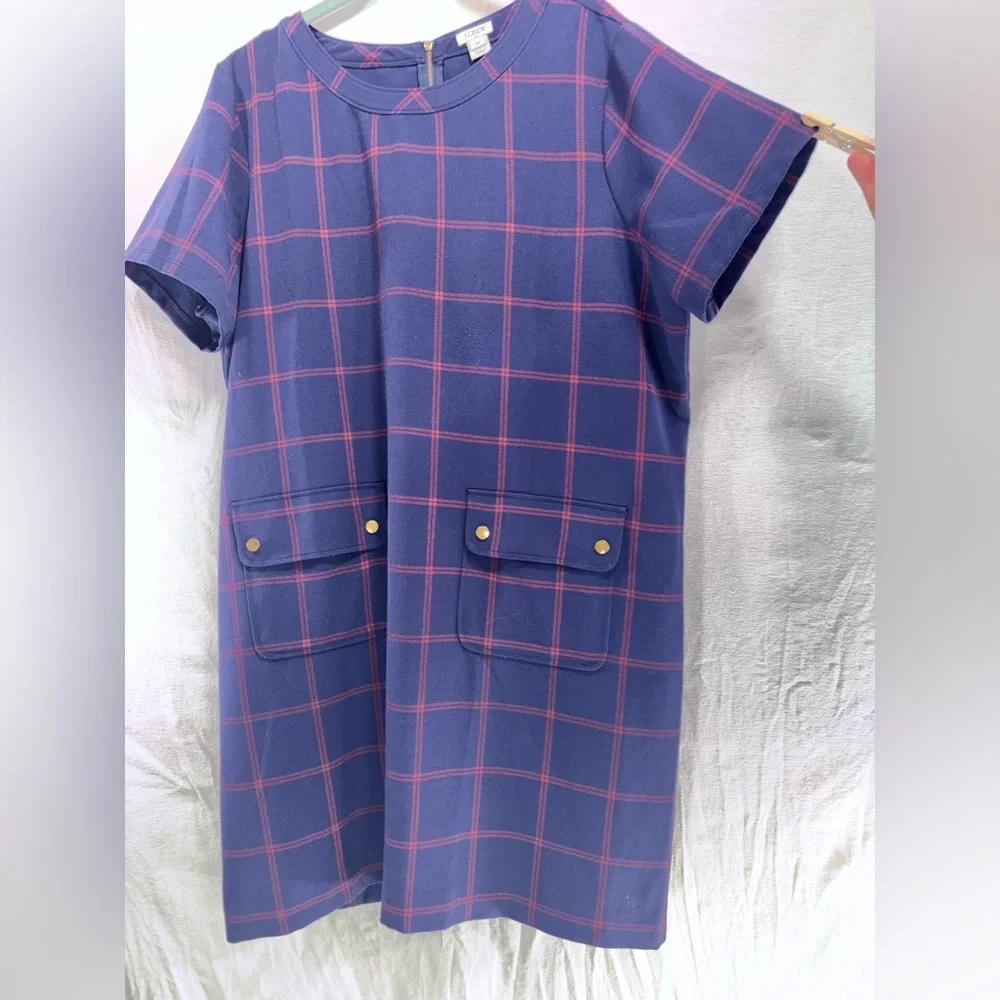 J Crew Womens size 20 Relaxed printed pocket dress in Vintage indigo crimson - Picture 5 of 12